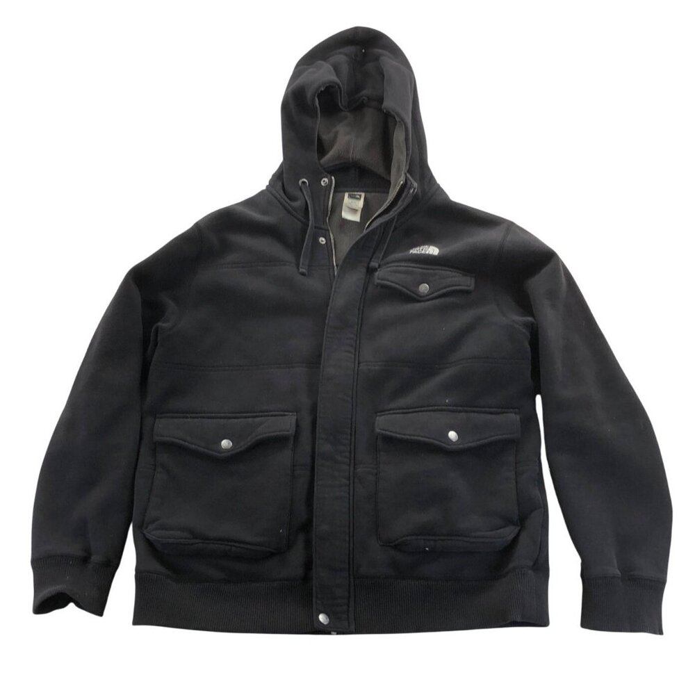 The North Face Men's Fleece Parka XL Black Lined Hoodie Full Zip